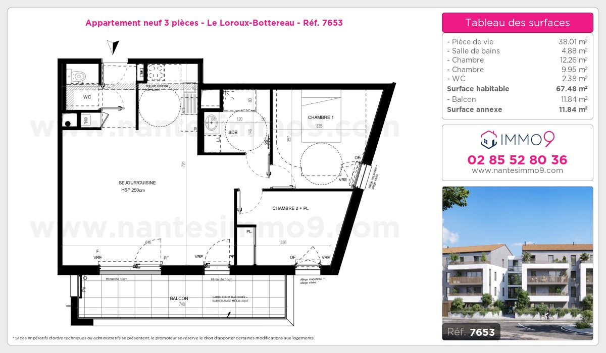 Plan et surfaces, Programme neuf Loroux-Bottereau Référence n° 7653