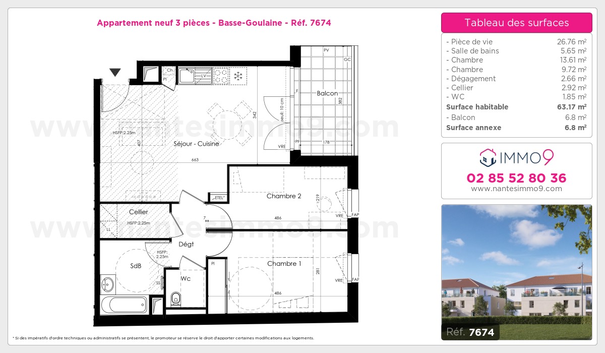 Plan et surfaces, Programme neuf Basse-Goulaine Référence n° 7674