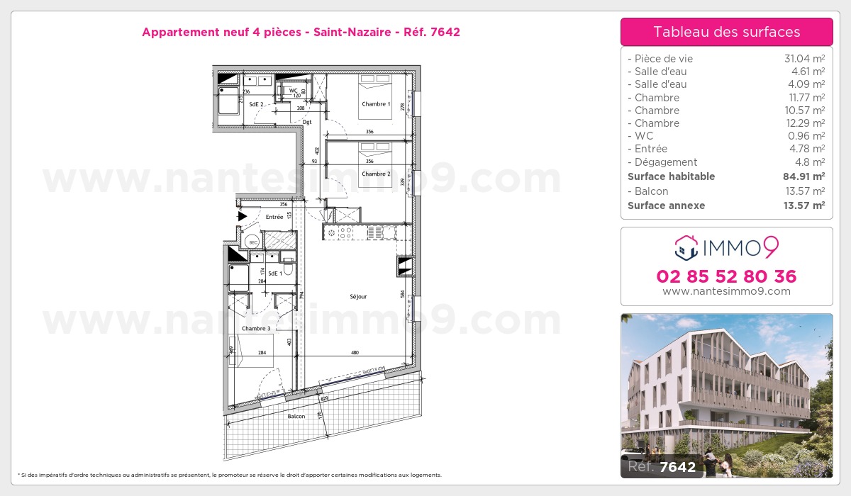 Plan et surfaces, Programme neuf Saint-Nazaire Référence n° 7642