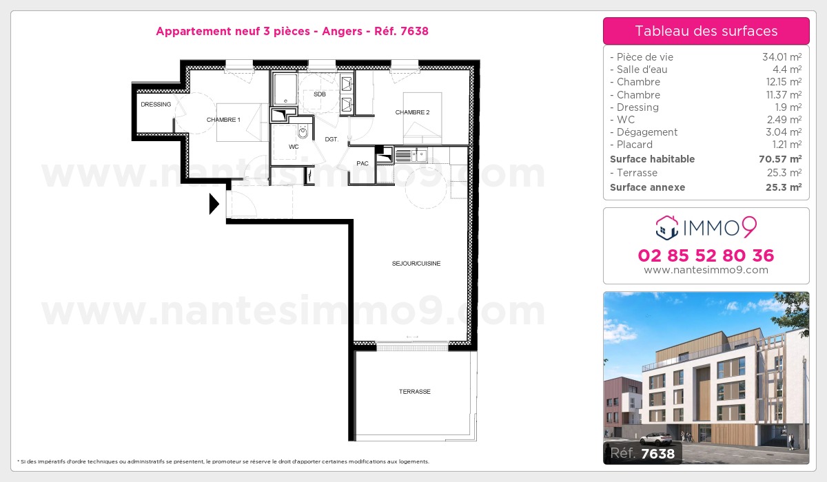 Plan et surfaces, Programme neuf Angers Référence n° 7638