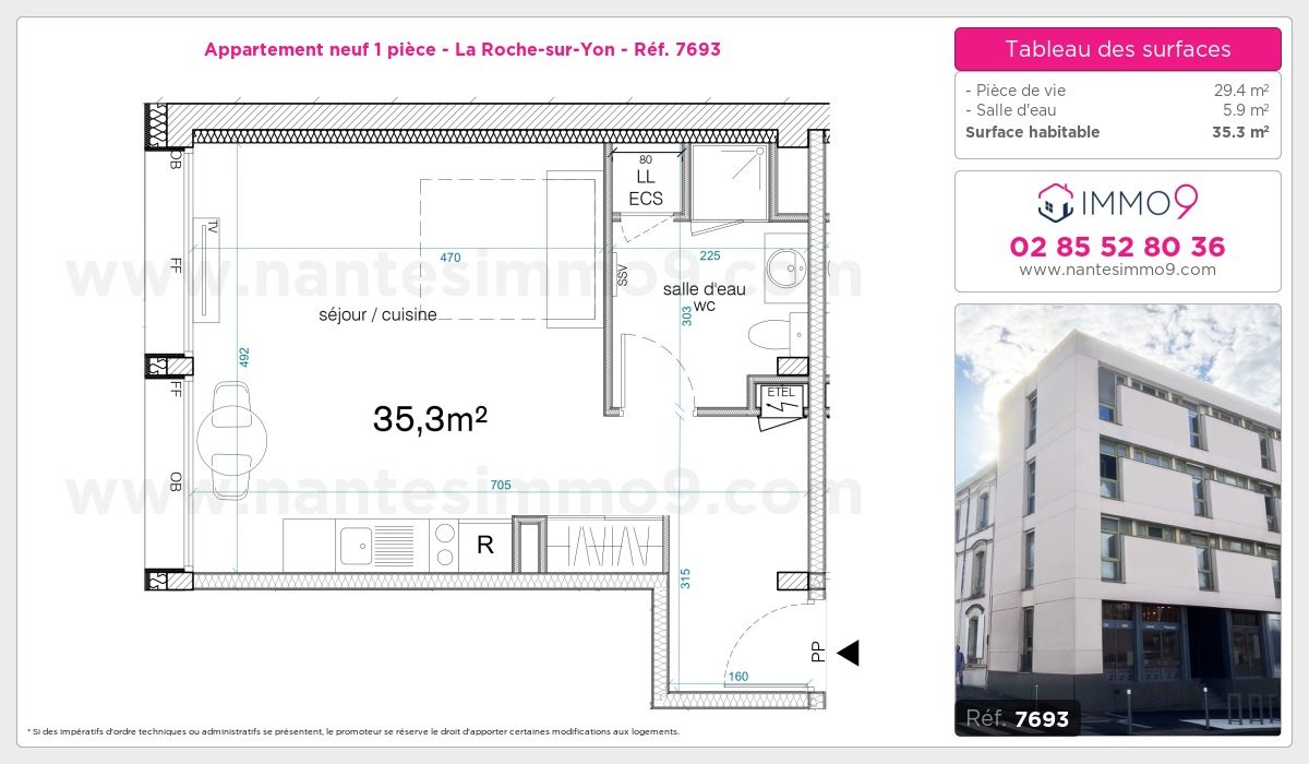 Plan et surfaces, Programme neuf Roche-sur-Yon Référence n° 7693
