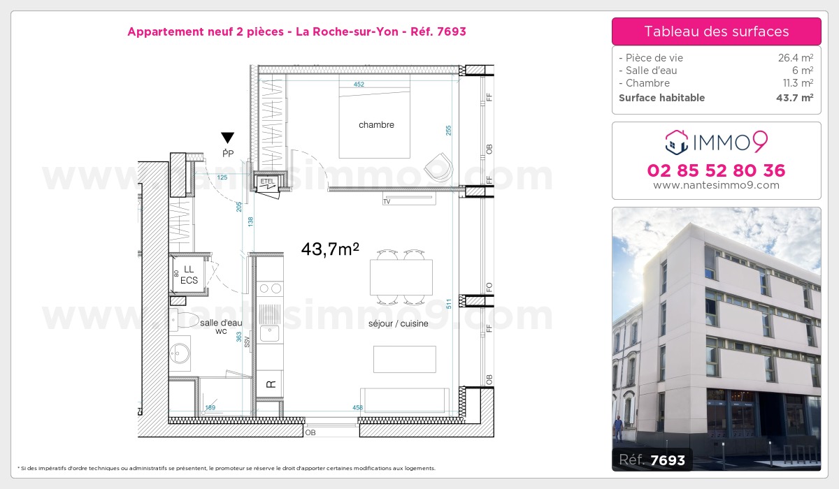 Plan et surfaces, Programme neuf Roche-sur-Yon Référence n° 7693