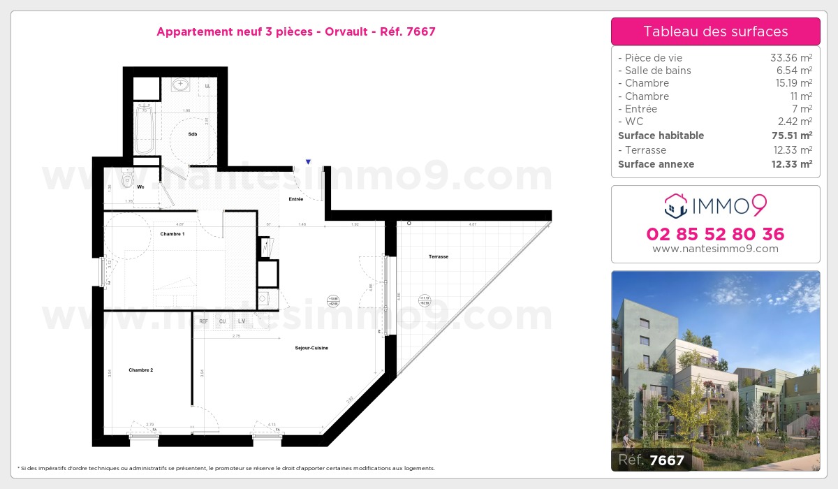 Plan et surfaces, Programme neuf Orvault Référence n° 7667