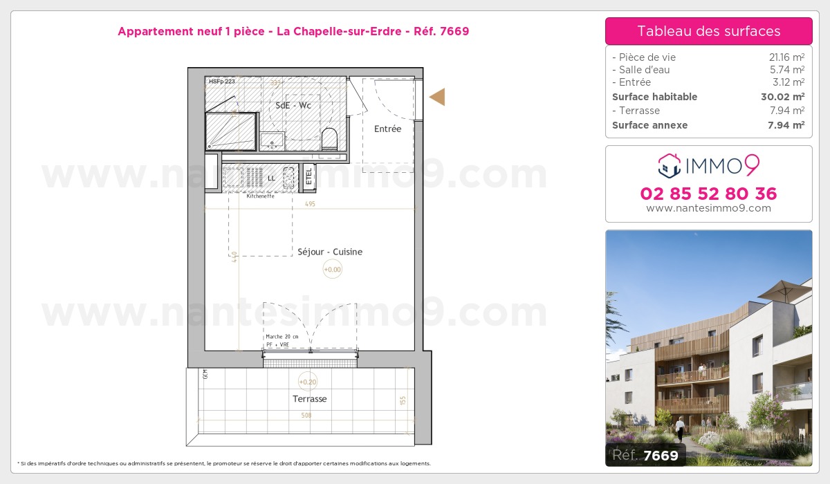 Plan et surfaces, Programme neuf Chapelle-sur-Erdre Référence n° 7669