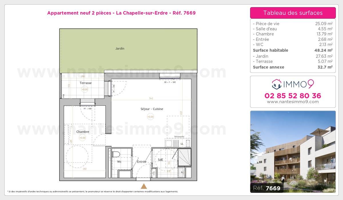 Plan et surfaces, Programme neuf Chapelle-sur-Erdre Référence n° 7669
