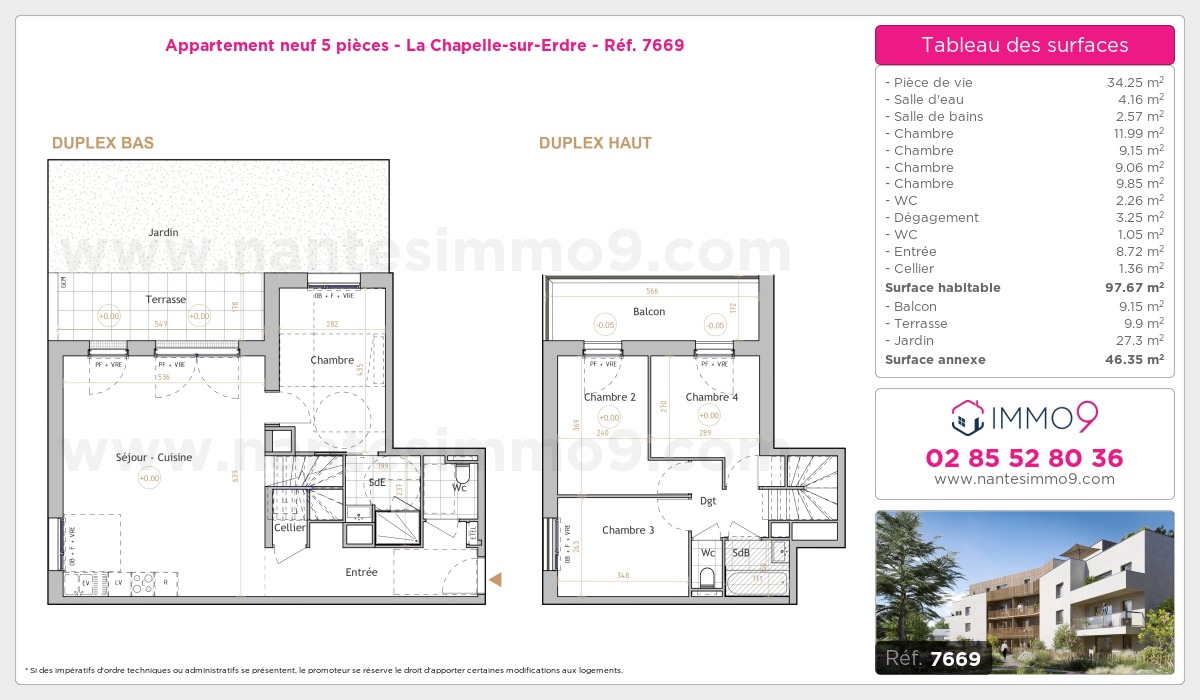 Plan et surfaces, Programme neuf Chapelle-sur-Erdre Référence n° 7669