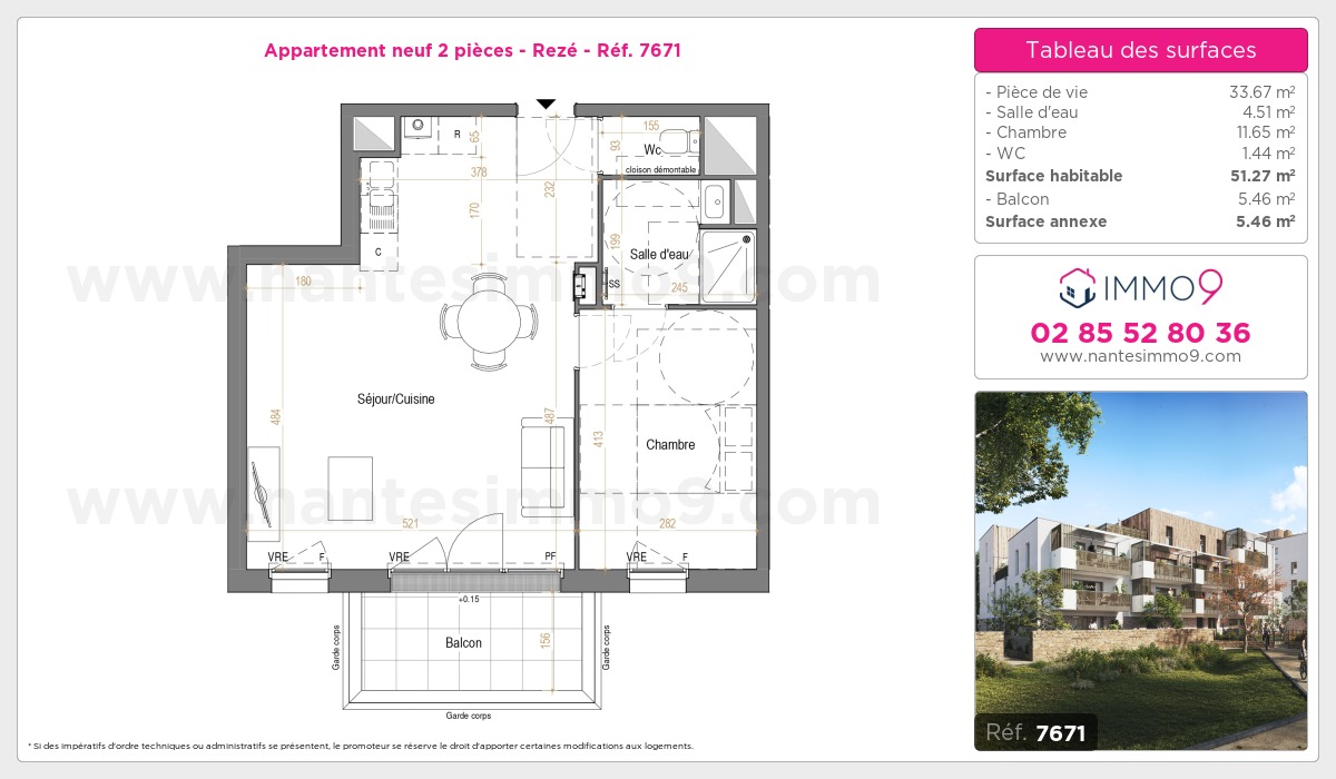 Plan et surfaces, Programme neuf Rezé Référence n° 7671