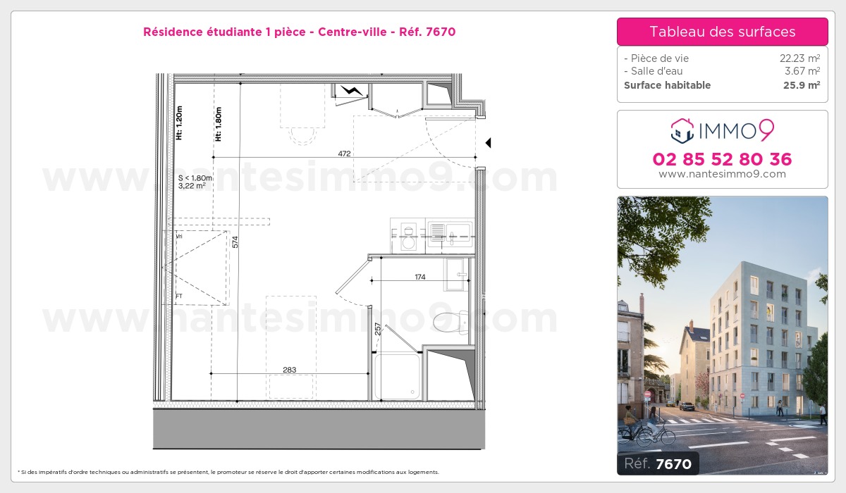 Plan et surfaces, Programme neuf Nantes : Centre-ville Référence n° 7670