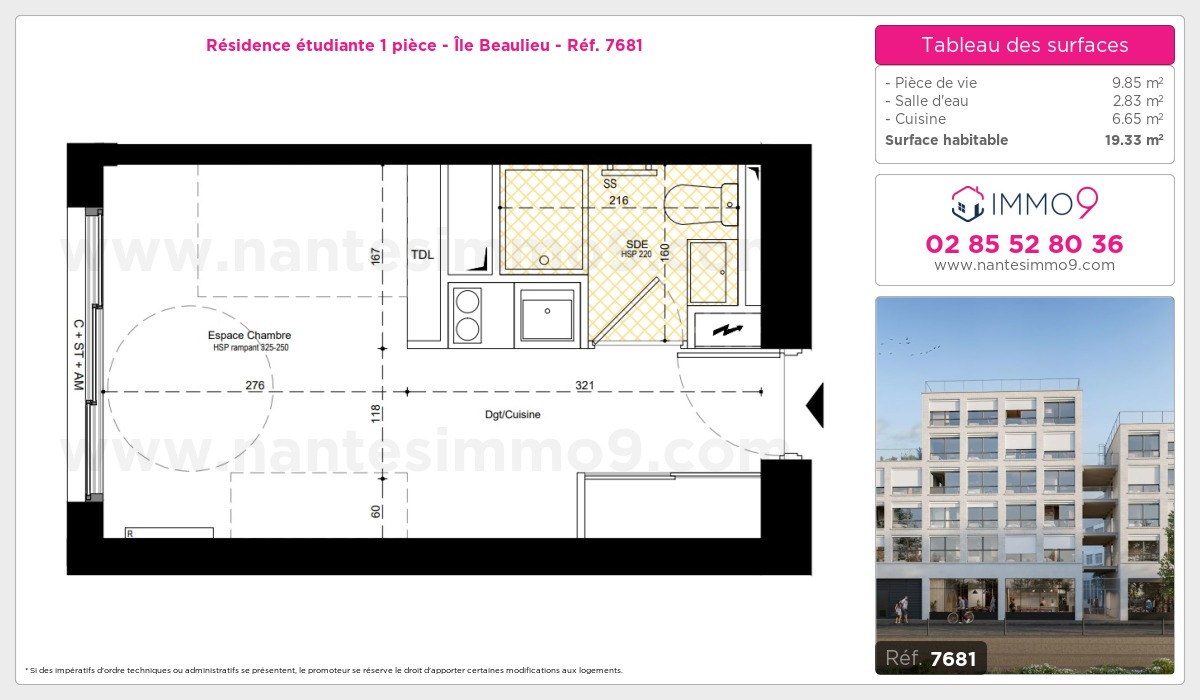 Plan et surfaces, Programme neuf Nantes : Île Beaulieu Référence n° 7681