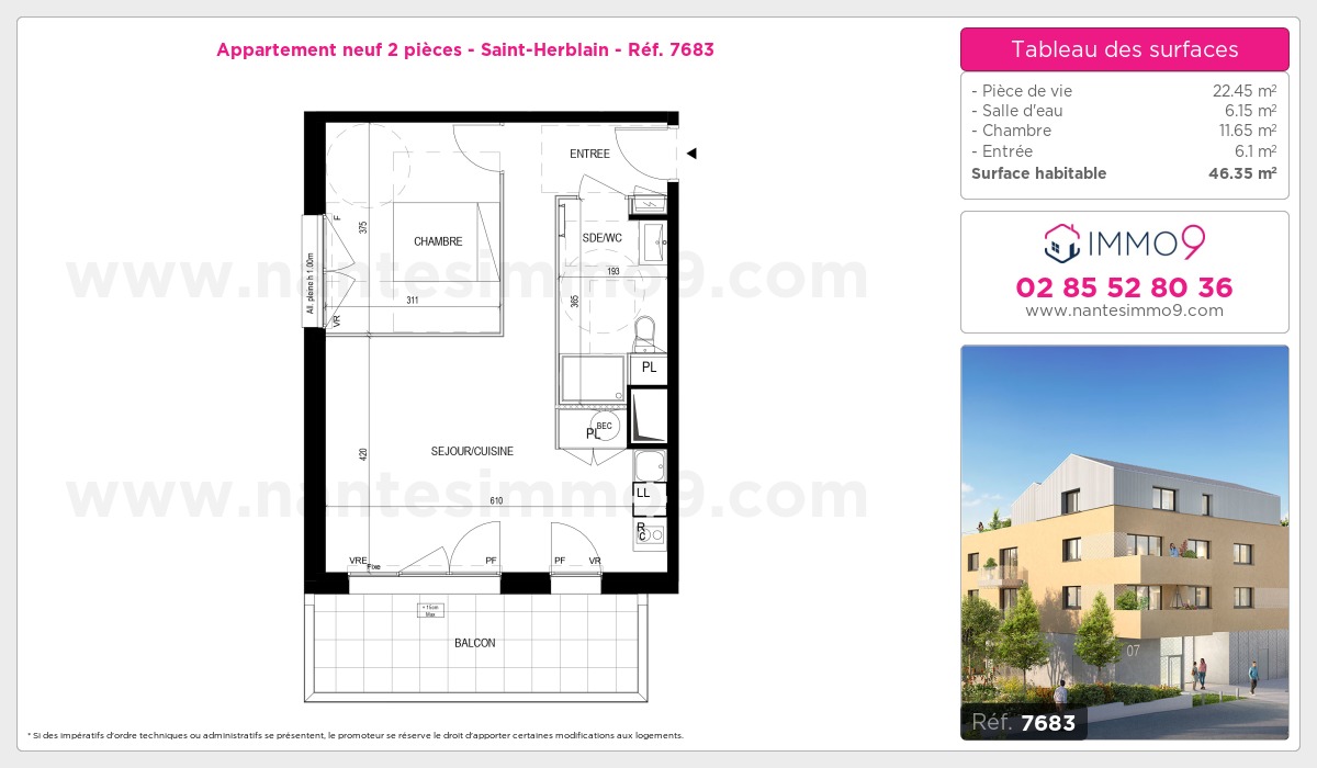 Plan et surfaces, Programme neuf Saint-Herblain Référence n° 7683