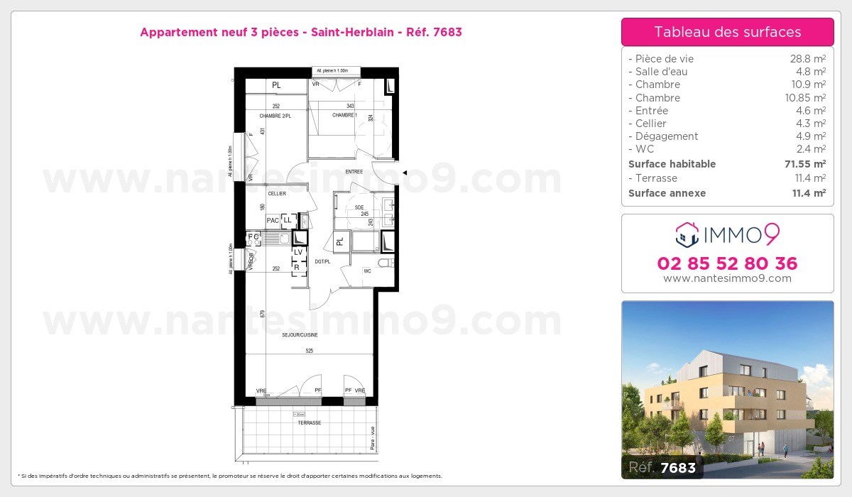 Plan et surfaces, Programme neuf Saint-Herblain Référence n° 7683