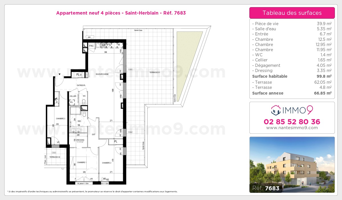Plan et surfaces, Programme neuf Saint-Herblain Référence n° 7683