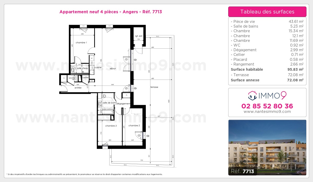 Plan et surfaces, Programme neuf Angers Référence n° 7713