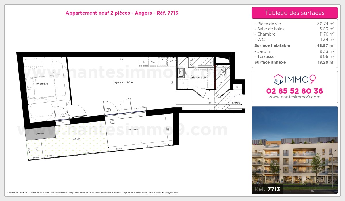 Plan et surfaces, Programme neuf Angers Référence n° 7713