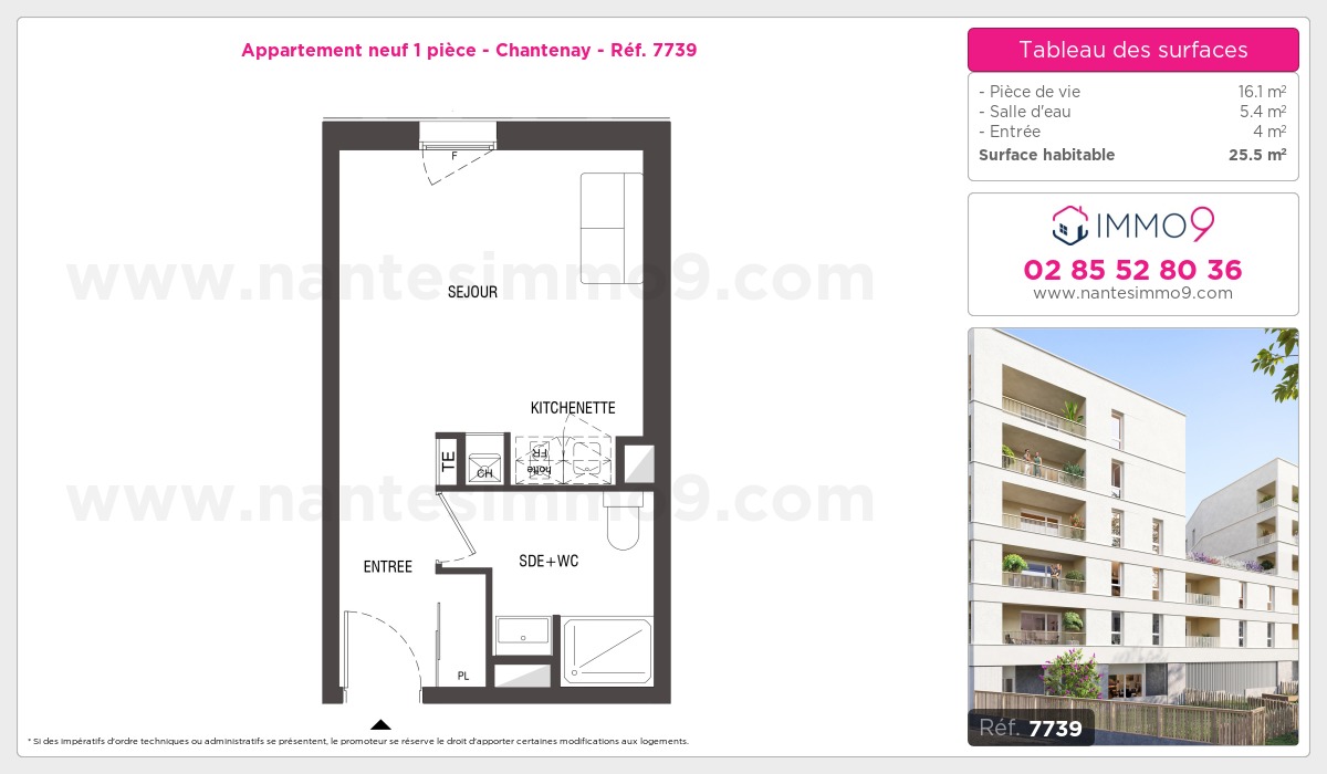 Plan et surfaces, Programme neuf Nantes : Chantenay Référence n° 7739