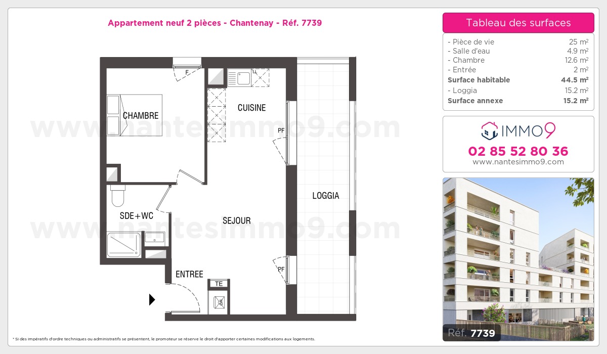 Plan et surfaces, Programme neuf Nantes : Chantenay Référence n° 7739
