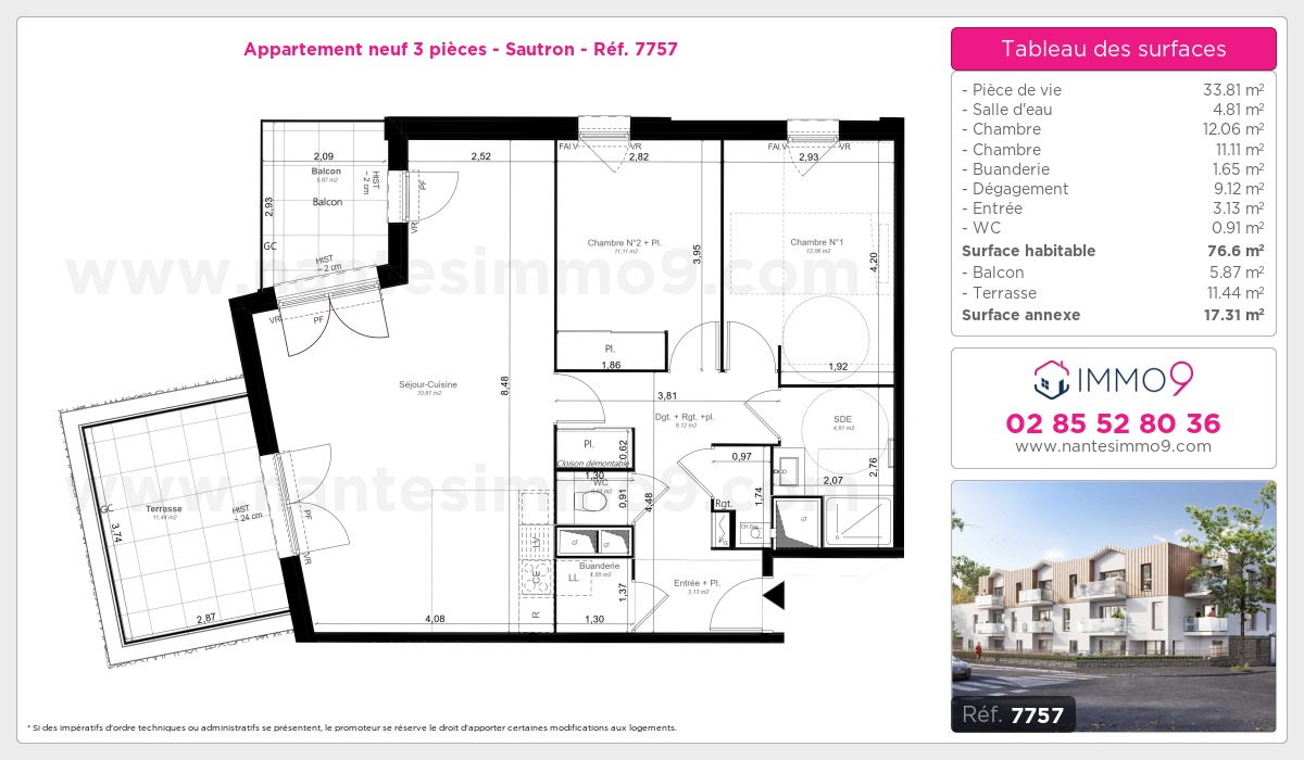 Plan et surfaces, Programme neuf Sautron Référence n° 7757
