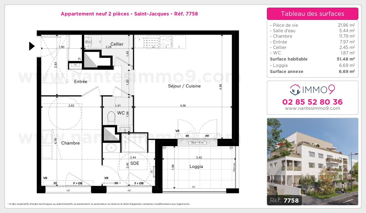 Plan et surfaces, Programme neuf Nantes : Saint-Jacques Référence n° 7758