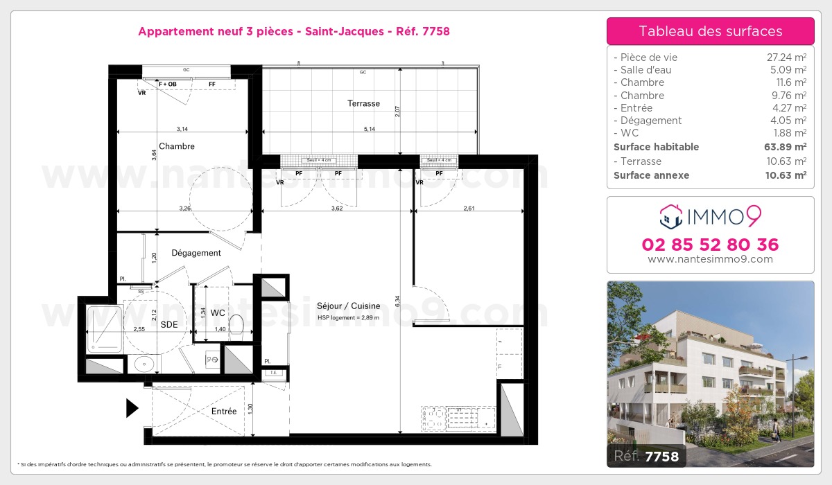 Plan et surfaces, Programme neuf Nantes : Saint-Jacques Référence n° 7758