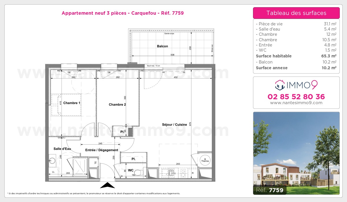 Plan et surfaces, Programme neuf Carquefou Référence n° 7759