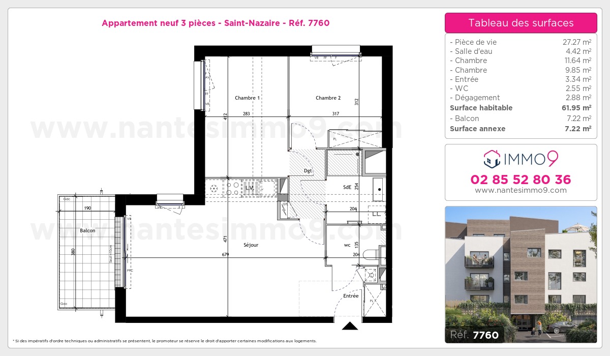 Plan et surfaces, Programme neuf Saint-Nazaire Référence n° 7760