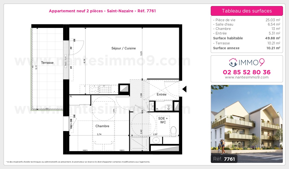 Plan et surfaces, Programme neuf Saint-Nazaire Référence n° 7761