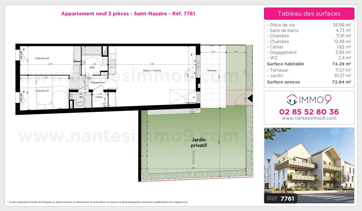 Plan et surfaces, Programme neuf Saint-Nazaire Référence n° 7761