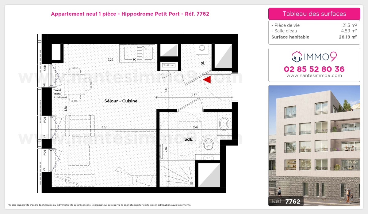 Plan et surfaces, Programme neuf Nantes : Hippodrome Petit Port Référence n° 7762