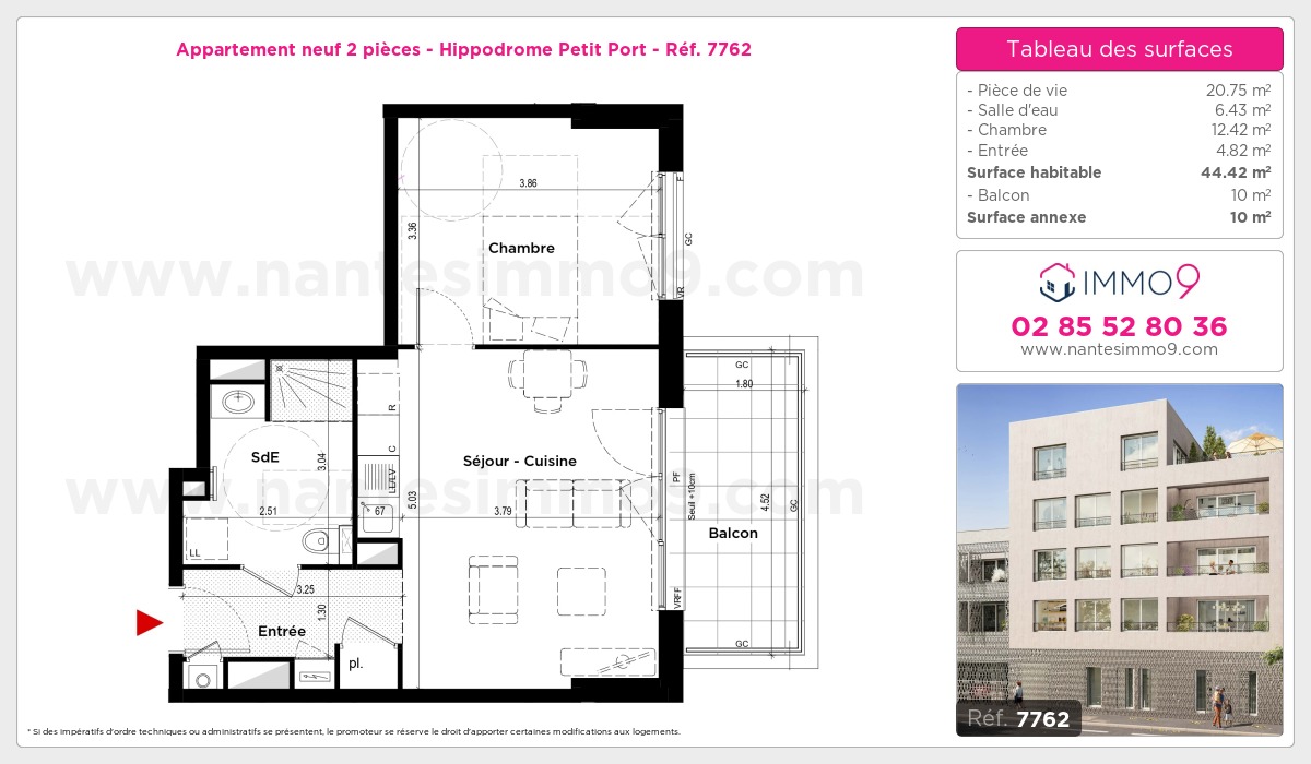 Plan et surfaces, Programme neuf Nantes : Hippodrome Petit Port Référence n° 7762