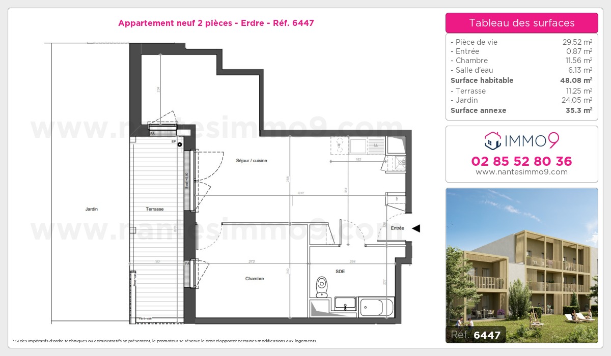 Plan et surfaces, Programme neuf Nantes : Erdre Référence n° 6447