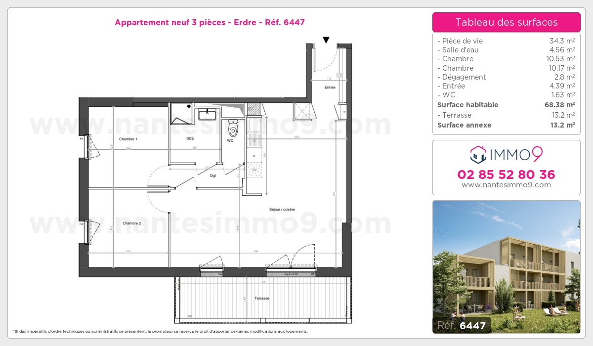 Plan et surfaces, Programme neuf Nantes : Erdre Référence n° 6447