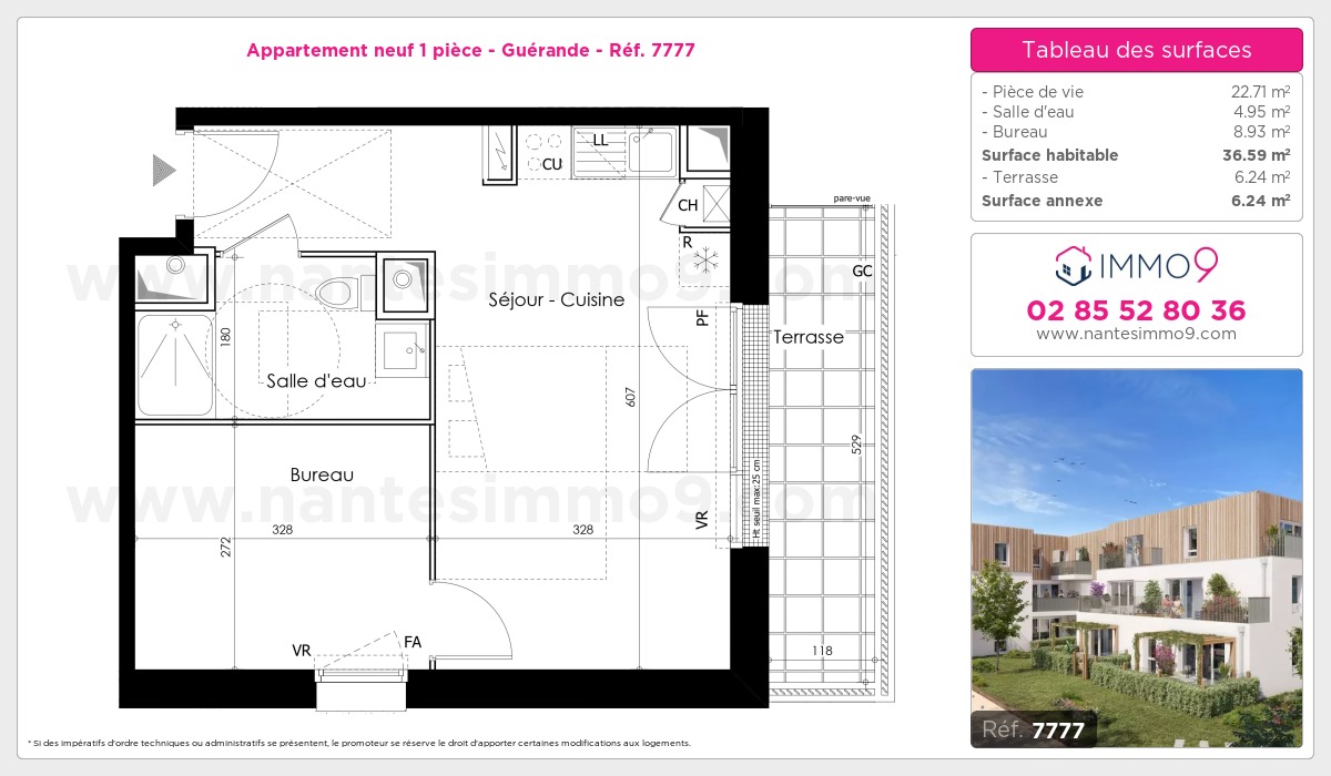 Plan et surfaces, Programme neuf Guérande Référence n° 7777
