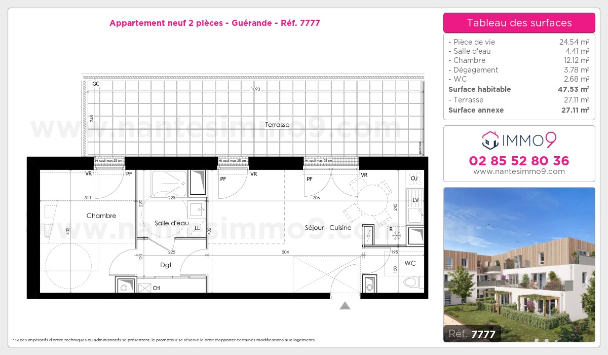 Plan et surfaces, Programme neuf Guérande Référence n° 7777