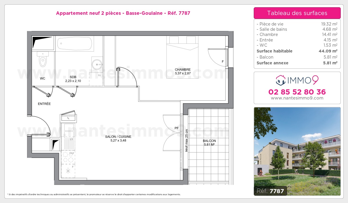 Plan et surfaces, Programme neuf Basse-Goulaine Référence n° 7787