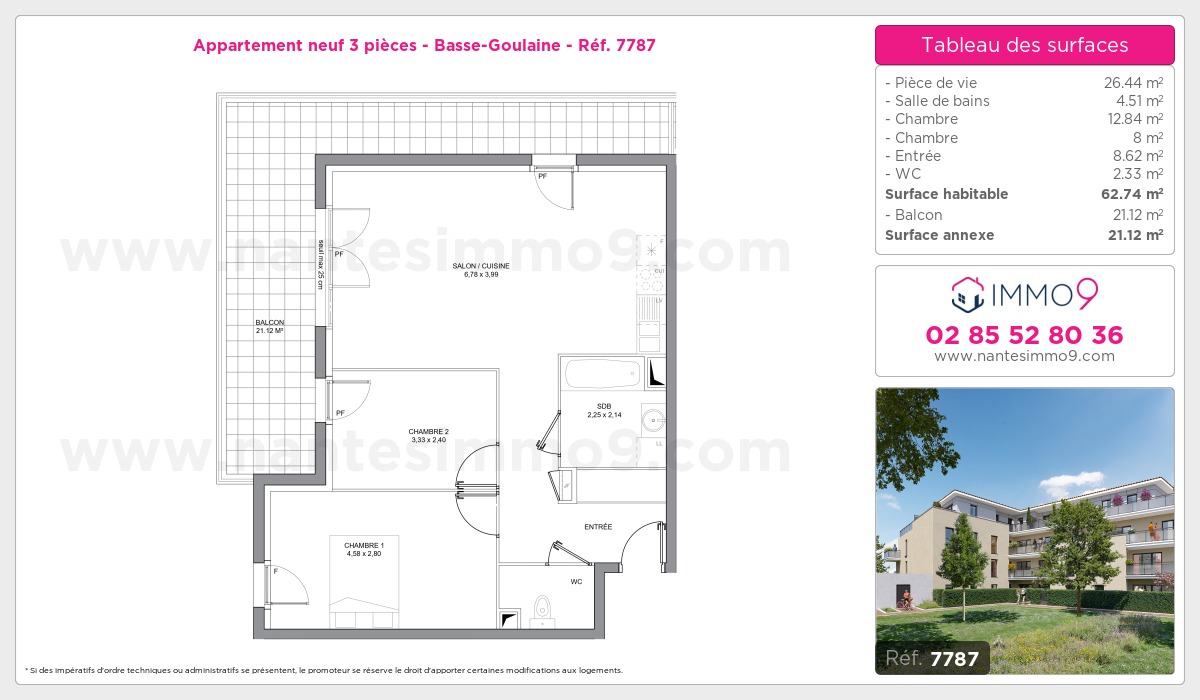 Plan et surfaces, Programme neuf Basse-Goulaine Référence n° 7787