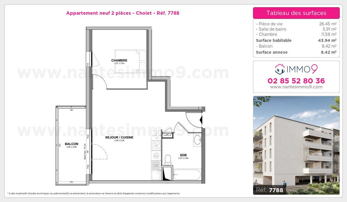 Plan et surfaces, Programme neuf Cholet Référence n° 7788