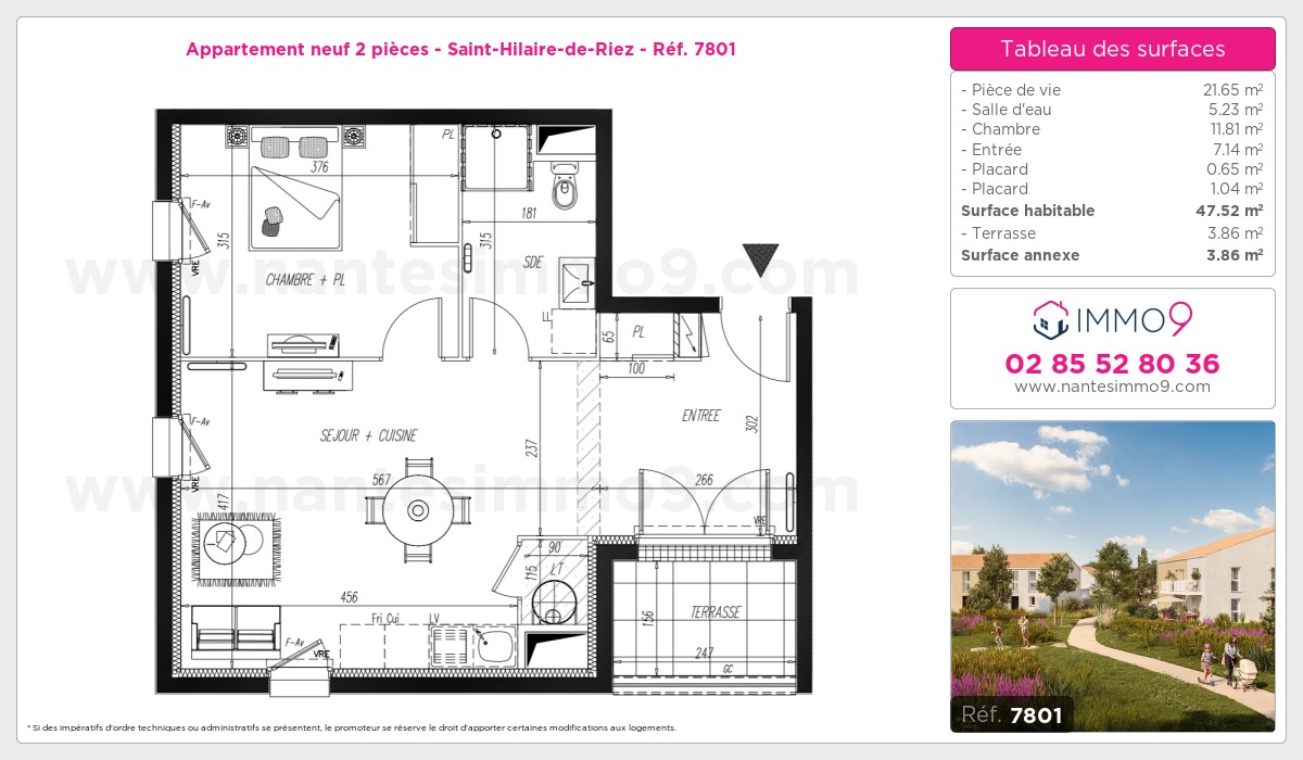 Plan et surfaces, Programme neuf Saint-Hilaire-de-Riez Référence n° 7801