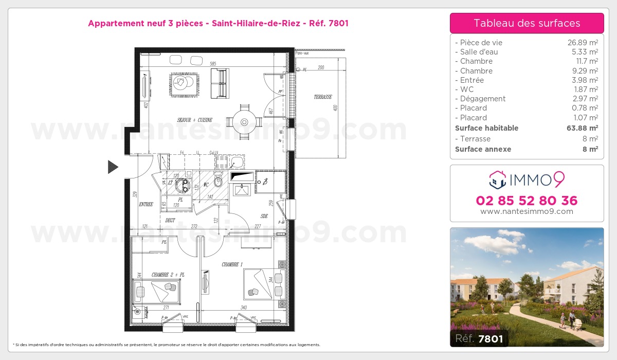 Plan et surfaces, Programme neuf Saint-Hilaire-de-Riez Référence n° 7801