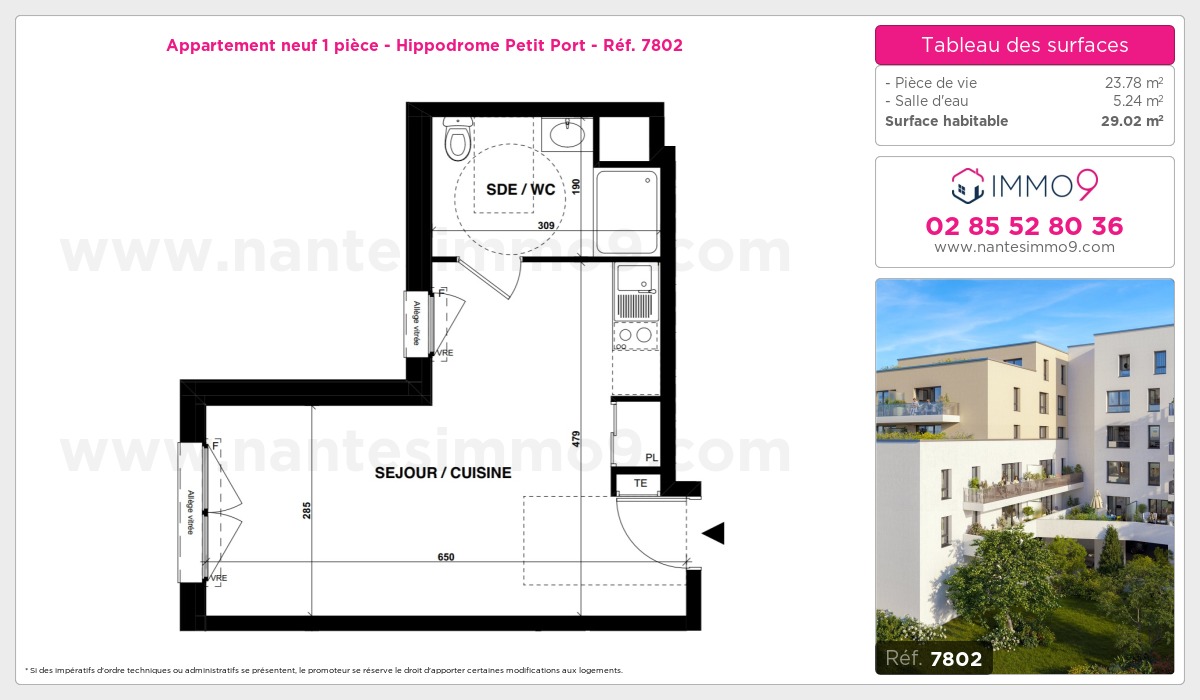 Plan et surfaces, Programme neuf Nantes : Hippodrome Petit Port Référence n° 7802