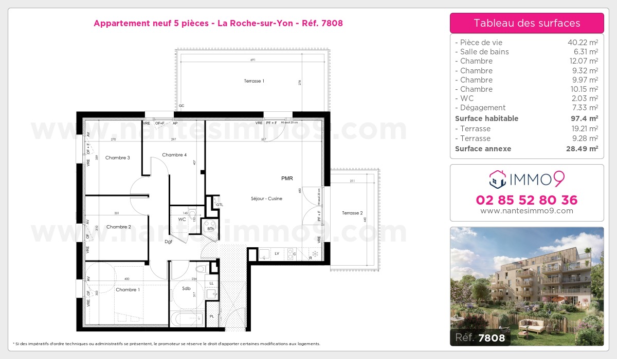 Plan et surfaces, Programme neuf Roche-sur-Yon Référence n° 7808