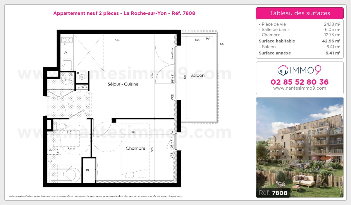 Plan et surfaces, Programme neuf Roche-sur-Yon Référence n° 7808