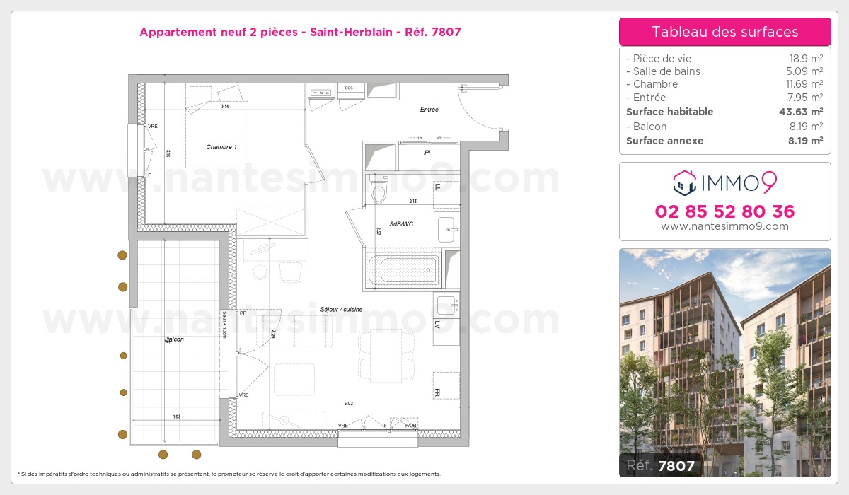 Plan et surfaces, Programme neuf Saint-Herblain Référence n° 7807