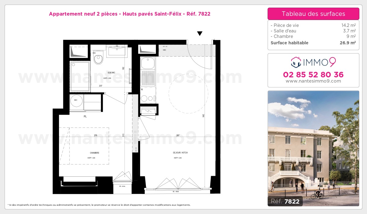 Plan et surfaces, Programme neuf Nantes : Hauts pavés Saint-Félix Référence n° 7822
