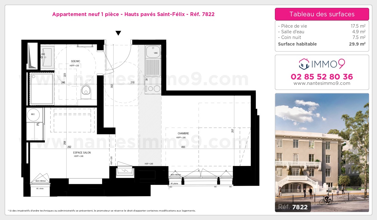 Plan et surfaces, Programme neuf Nantes : Hauts pavés Saint-Félix Référence n° 7822