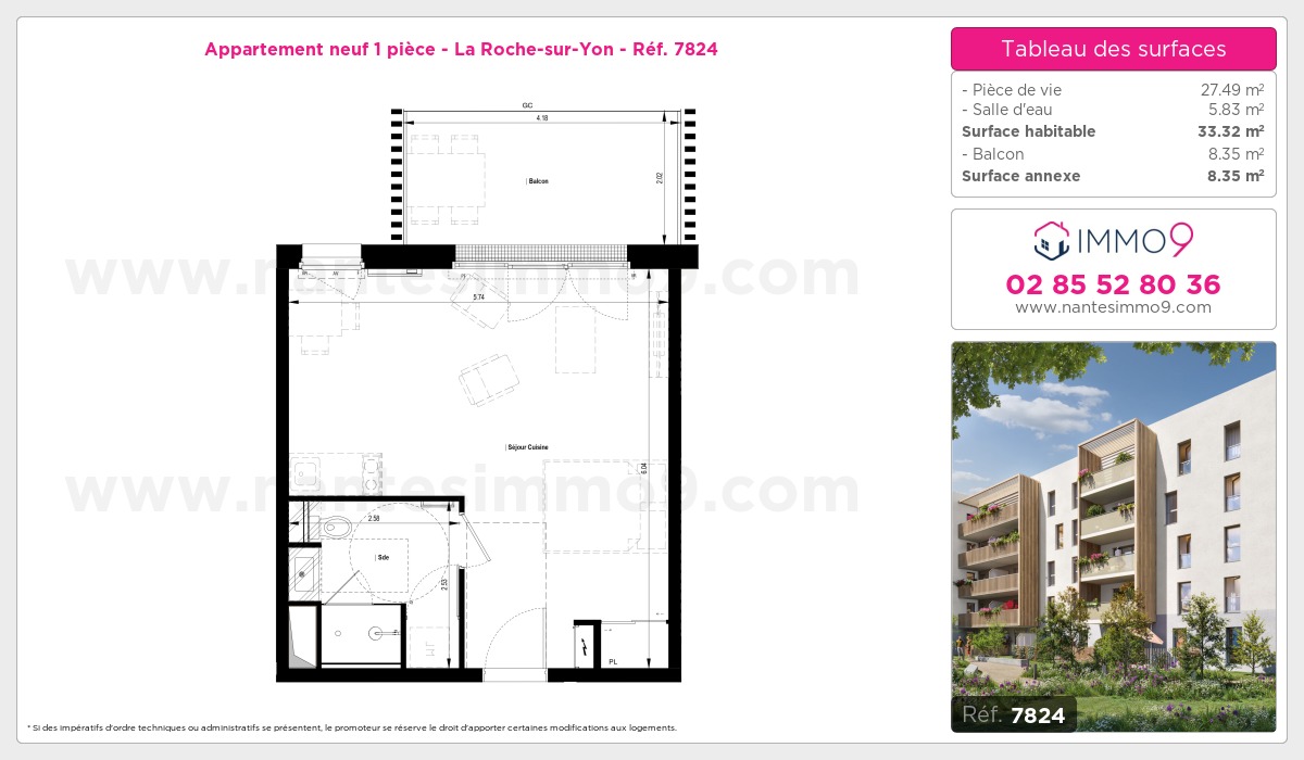 Plan et surfaces, Programme neuf Roche-sur-Yon Référence n° 7824