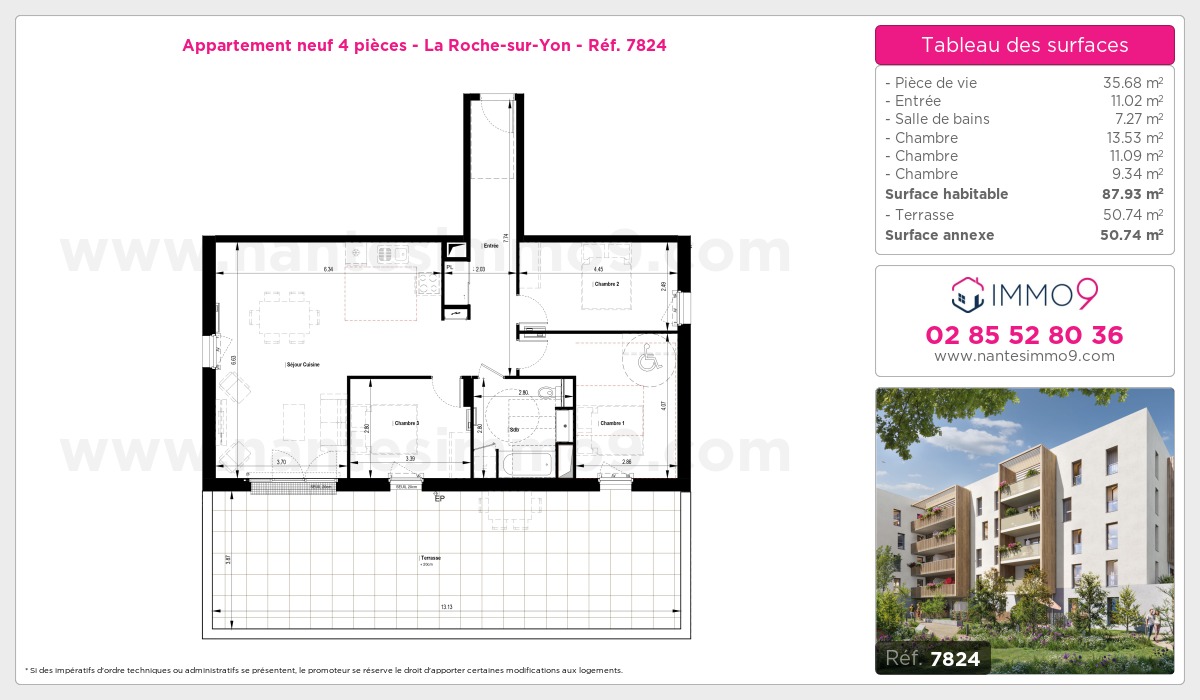 Plan et surfaces, Programme neuf Roche-sur-Yon Référence n° 7824