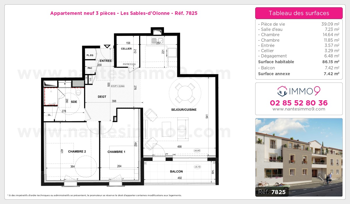 Plan et surfaces, Programme neuf Sables-d'Olonne Référence n° 7825