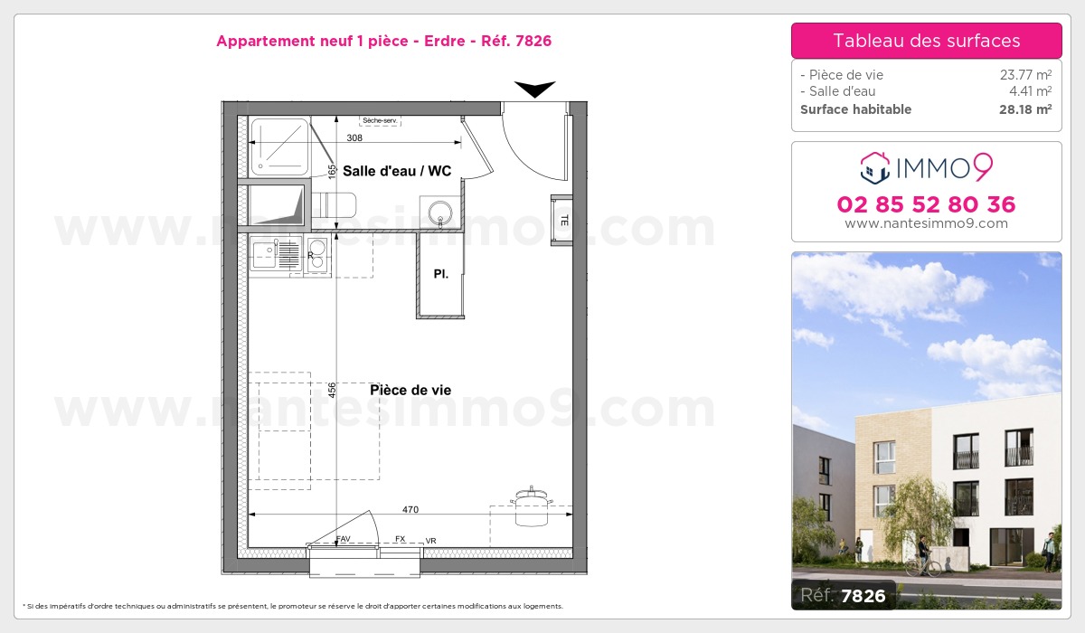 Plan et surfaces, Programme neuf Nantes : Erdre Référence n° 7826
