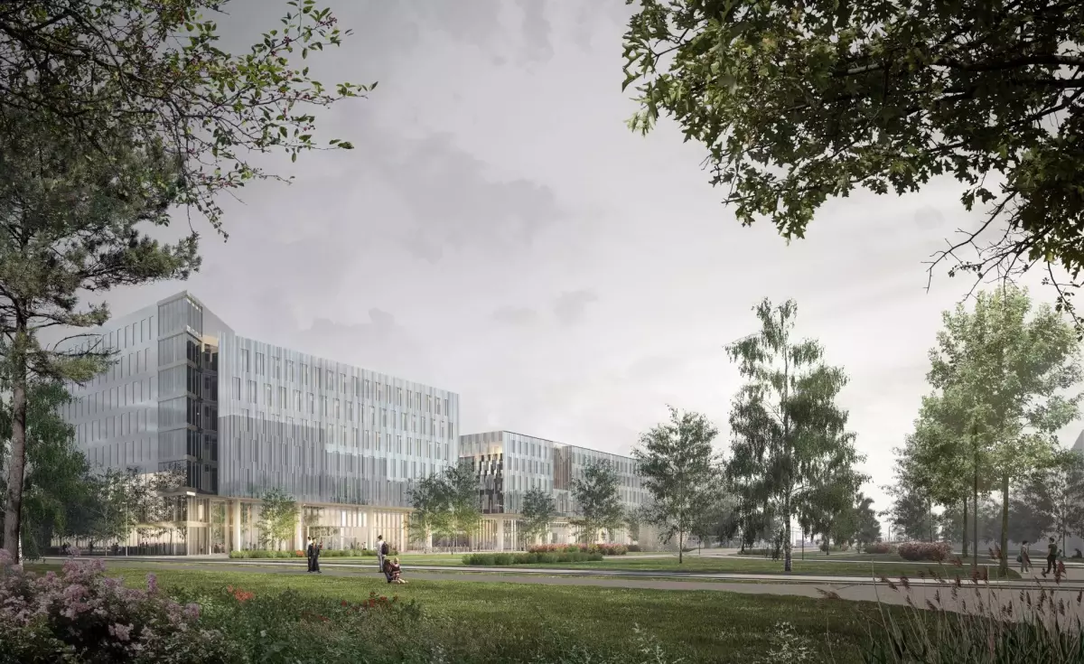 Vue sur le futur campus au cœur du quartier de la santé à Nantes