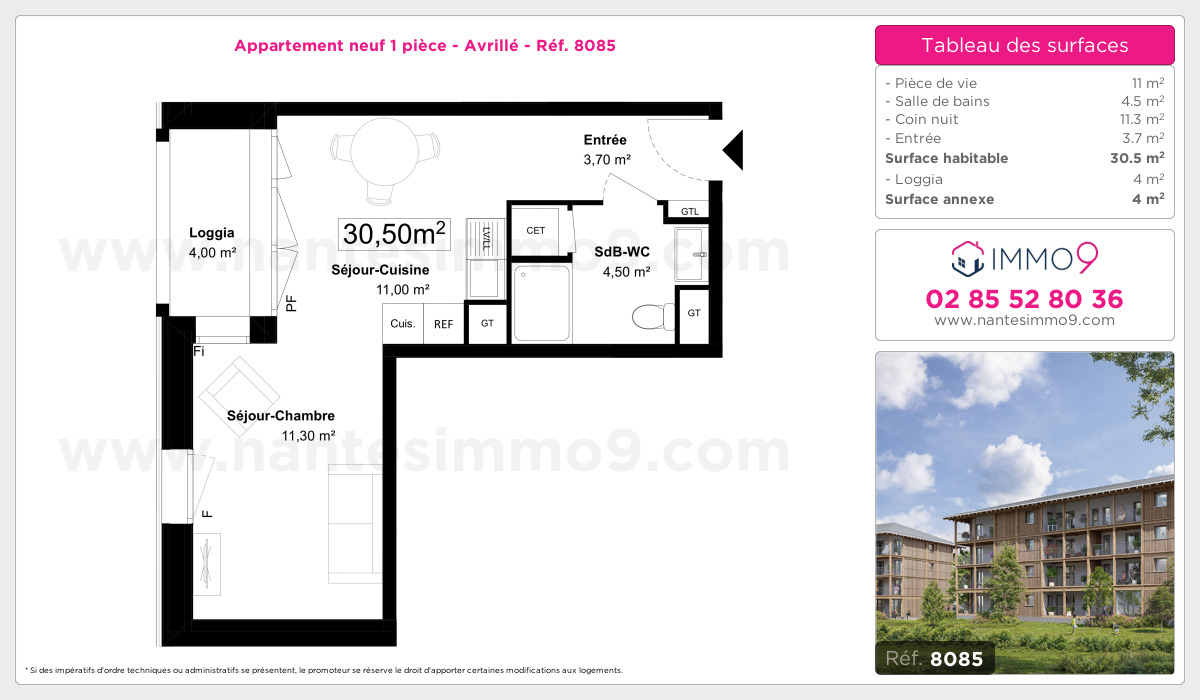 Plan et surfaces, Programme neuf Avrillé Référence n° 8085